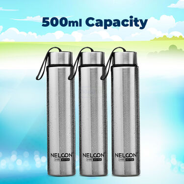 Pack of 3 Stainless Steel Slim Bottles - 500ML (3B2)