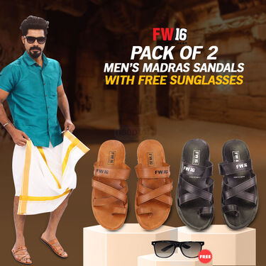 Pack of 2 Men's Madras Sandals with Free Sunglasses (SW86)
