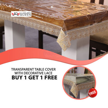 Buy 1 Get 1 Transparent Table Cover With Decorative Lace (TC1)