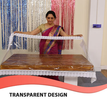 Buy 1 Get 1 Transparent Table Cover With Decorative Lace (TC1)