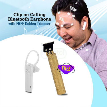 Clip on calling Bluetooth Earphone with free Golden Trimmer (TWS69)
