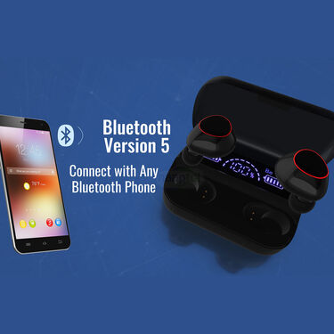 Wireless Earpods with Charging Case & Inbuilt Powerbank M10 with Free Golden Stretchable Watch (TWS13A)