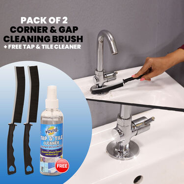 Pack of 2 Corner & Gap Cleaning Brush + Free Tap & Tile Cleaner