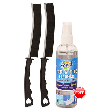 Pack of 2 Corner & Gap Cleaning Brush + Free Tap & Tile Cleaner