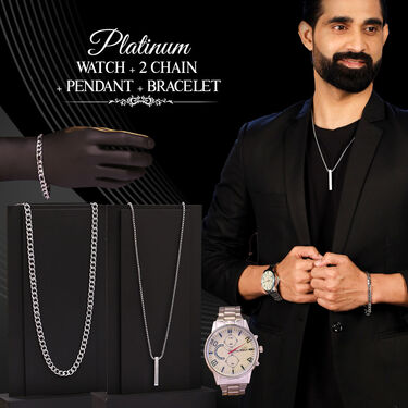 Platinum Watch   2 Chain   Pendant   Bracelet (MPW2CPB)