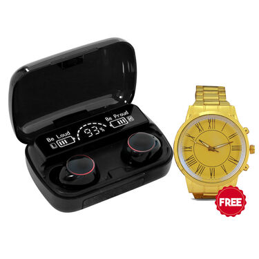 Wireless Earpods with Charging Inbuilt Powerbank M10 with Free Golden Watch (TWS13)